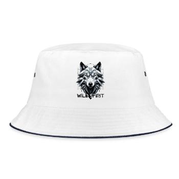 Loup géométrique Tribal Design - Bob - blanc/marine - Devant