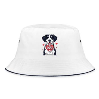 Dog with Heart Favorite Person Message - Bucket Hat - white/navy - Front