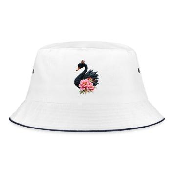 A touch of pink and the glow of a swan. - Bucket Hat - white/navy - Front