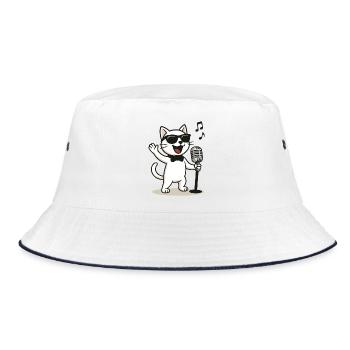 Rock'n'Roll Kitty - Bucket Hat - white/navy - Front