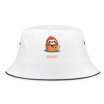 Fauler Humor und Kaffeedesign - Bucket Hat - Weiß/Navy - Vorne