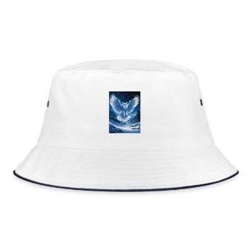 Snowy Owl - Bucket Hat - white/navy - Front