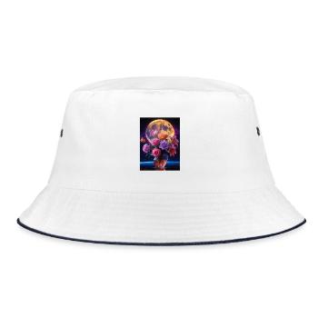 Himmlische Blüte bei Vollmond - Bucket Hat - Weiß/Navy - Vorne