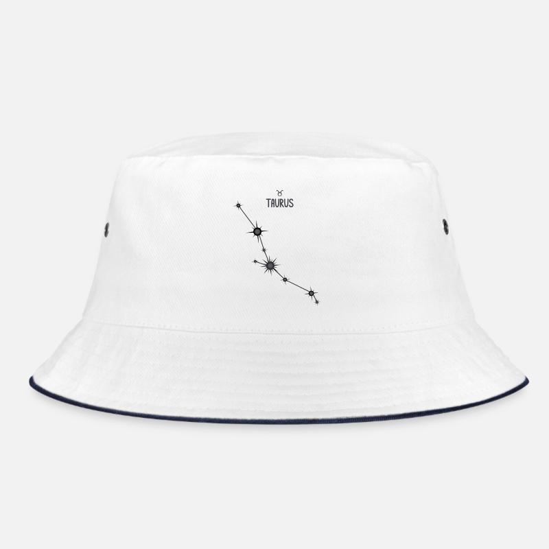Taurus Zodiac Sign Star Constellation Black & Gray Bucket Hat