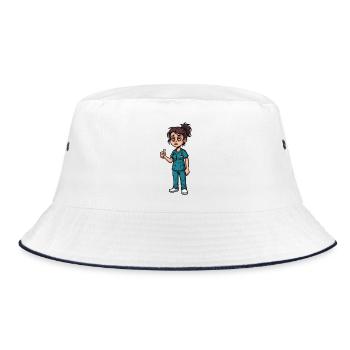 Night duty heroine with dark circles under the eyes - Bucket Hat - white/navy - Front