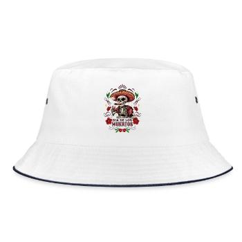 Dia De Los Muertos Totenkopf Totenschädel Tequilla - Bucket Hat - Weiß/Navy - Vorne
