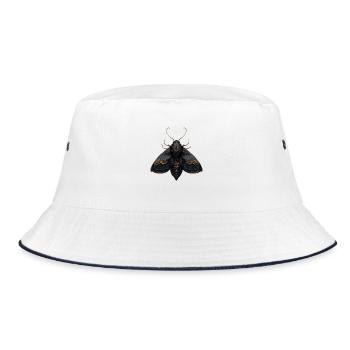 Ornate Moth Illustration with Intricate Details - Bucket Hat - white/navy - Front
