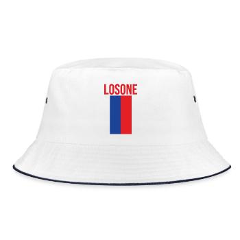 Ticino flag with Losone lettering - Bucket Hat - white/navy - Front