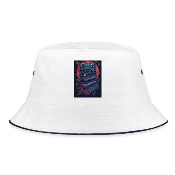 Futuristic electronic music device - Bucket Hat - white/navy - Front