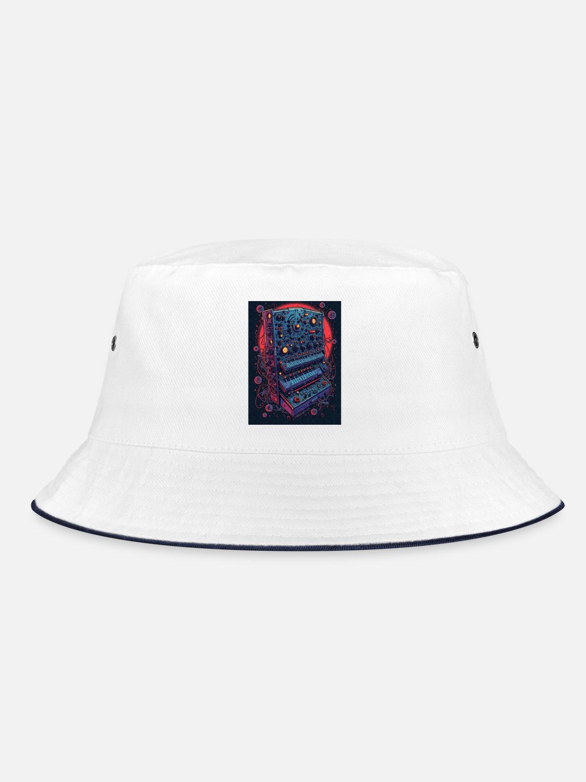Futuristic electronic music device - Bucket Hat - white/navy - Front