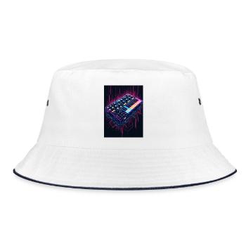 Futuristic synthesizer design - Bucket Hat - white/navy - Front