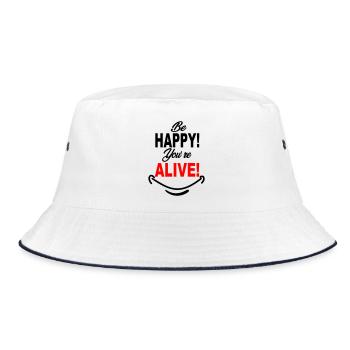 Be_Happy_You-re_Alive - Bucket Hat - Weiß/Navy - Vorne