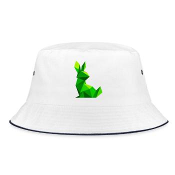 Lowpoly Rabbit - Bucket Hat - white/navy - Front