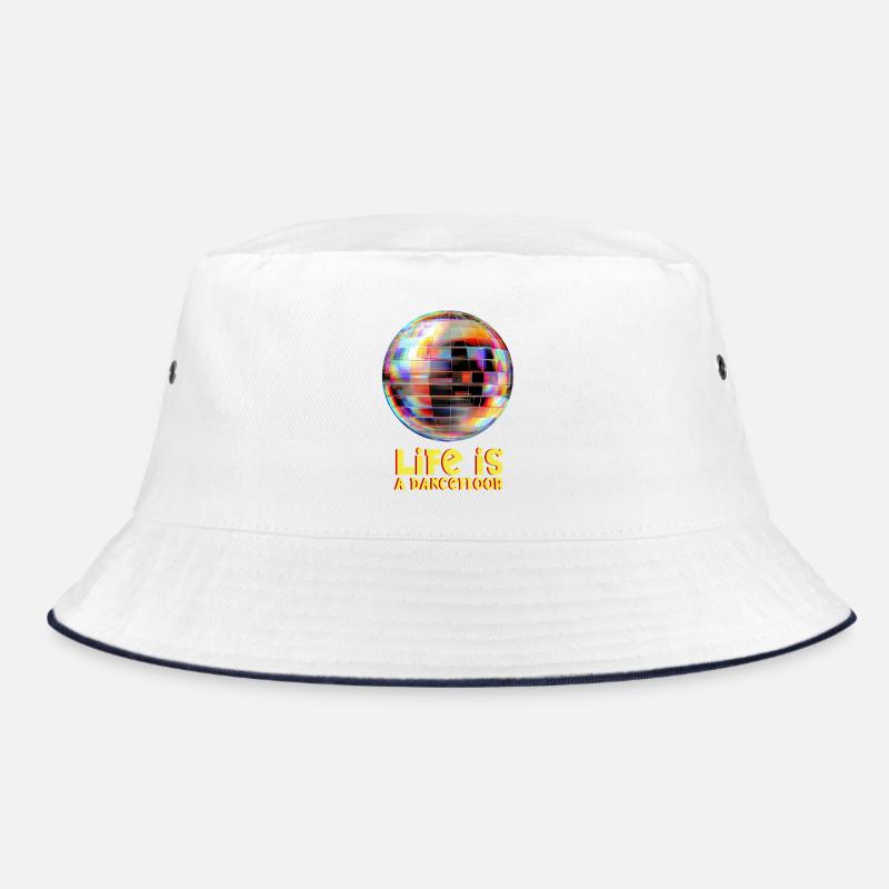 Disco Globe with Bright Colors - Bucket Hat - Weiß/Navy