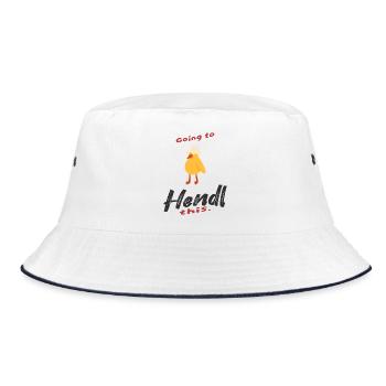 Handel-Design mit Huhn und Humor - Bucket Hat - Weiß/Navy - Vorne