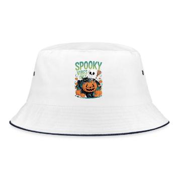 Motif citrouille d'Halloween aux ambiances effrayantes - Bob - blanc/marine - Devant