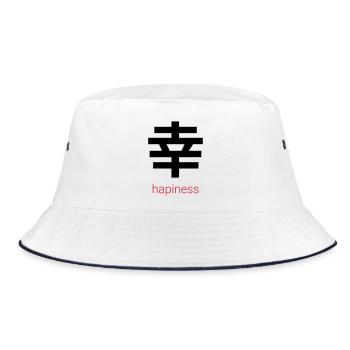 幸 – Japanese Happiness - Bucket Hat - white/navy - Front