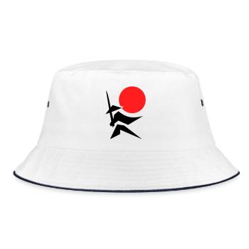 Abstract Image with Samurai Red Black - Bucket Hat - white/navy - Front