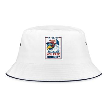 You're free tonight, Eagle, July 4 - Bucket Hat - white/navy - Front