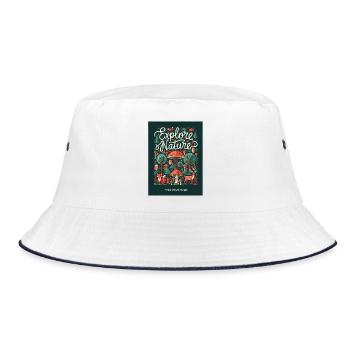 Entdecke die Wildnis Waldmotiv - Bucket Hat - Weiß/Navy - Vorne