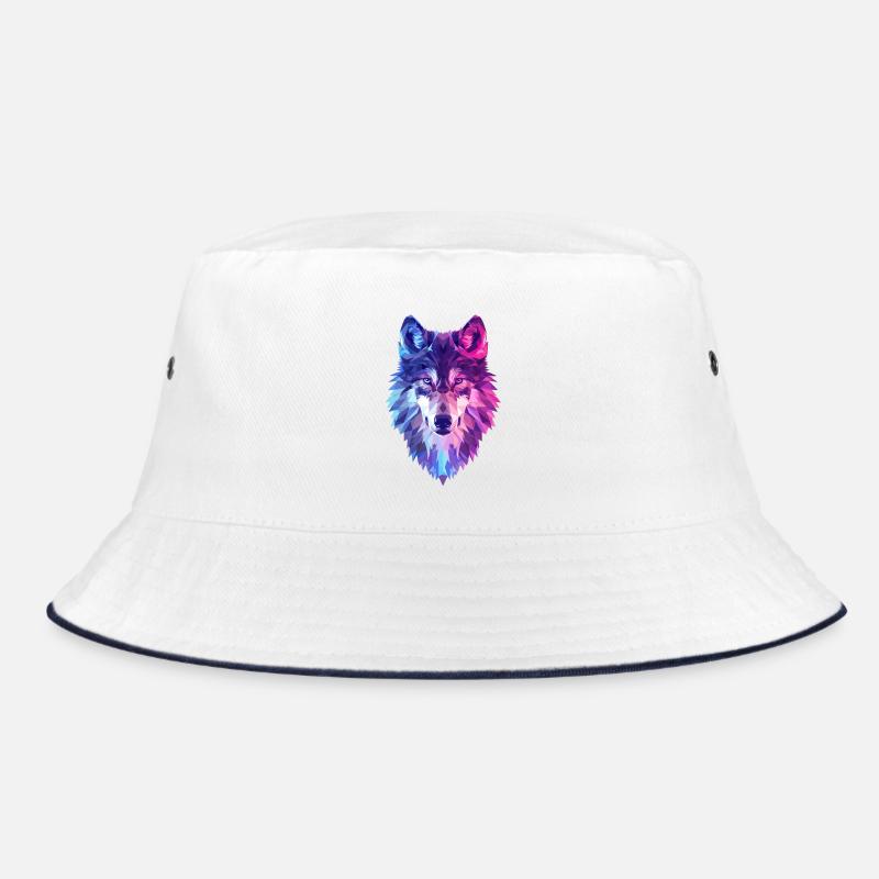 Loup géométrique aux couleurs néon - Bob - blanc/marine