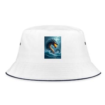 Leviathan, kolossale biblische Seeschlange der Stürme - Bucket Hat - Weiß/Navy - Vorne