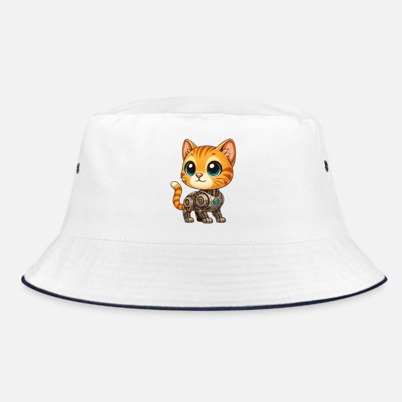 Cute Cat Cartoon Cyborg Robot Mech Cat Bucket Hat