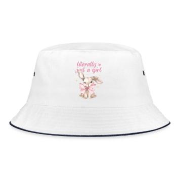 Just a Girl Coquette Shirt – Girly Top - Bucket Hat - white/navy - Front