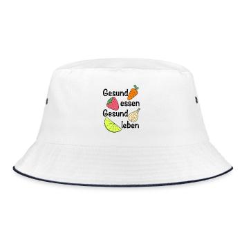 Eat Healthy, Live Healthy | Nutrition - Bucket Hat - white/navy - Front