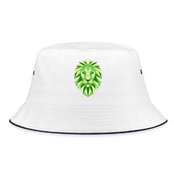Geometric lion head in green - Bucket Hat - white/navy - Front