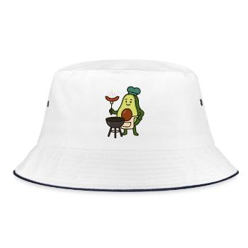 Avo cooking figure with grill and sausages - Bucket Hat - white/navy - Front
