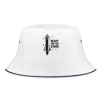 Ready for the Stars – Sci-Fi Motiv für Space-Fans - Bucket Hat - Weiß/Navy - Vorne