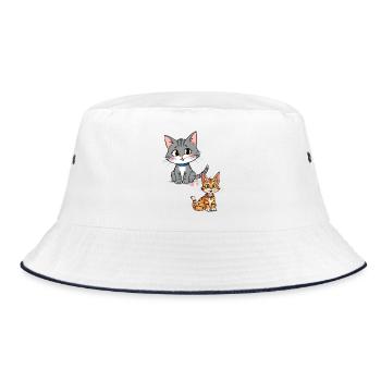 Playful cats on cute design - Bucket Hat - white/navy - Front