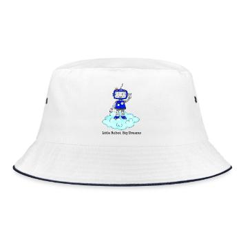 Niedlicher Robo auf Wolke - Bucket Hat - Weiß/Navy - Vorne