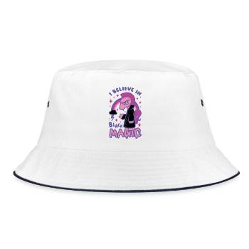 Grumpy Pink Pony Believes in Black Magic - Bucket Hat - white/navy - Front