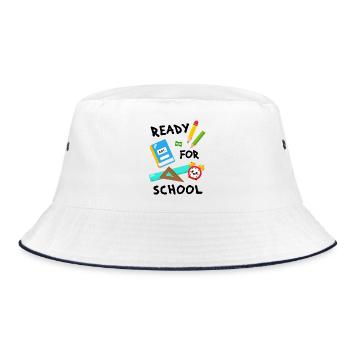 school enrollment beginning of school first-grader schoolchild - Bucket Hat - white/navy - Front