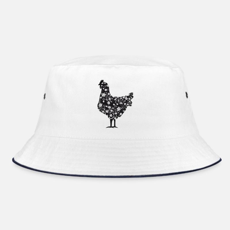 Chicken with floral pattern Bucket Hat