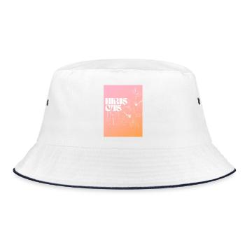 Hibiskus Individuelles Blumendesign - Bucket Hat - Weiß/Navy - Vorne