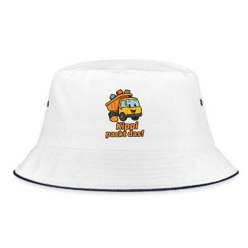 Funny Construction Site Truck Illustration - Bucket Hat - white/navy - Front