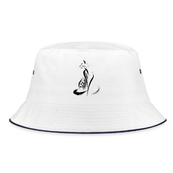 Abstrakter Cheetah  - Bucket Hat - Weiß/Navy - Vorne