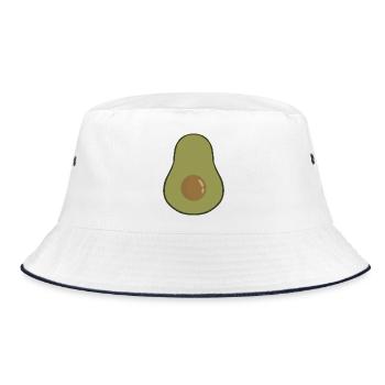 Lebendige Avocadofrucht-Illustration - Bucket Hat - Weiß/Navy - Vorne