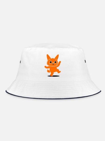 Funny animal character with big eyes - Bucket Hat - white/navy - Front