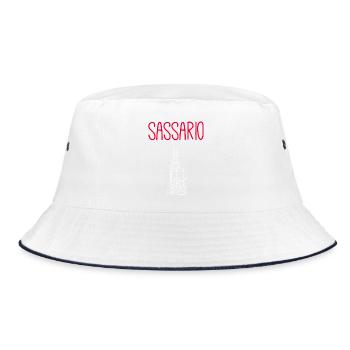 Sassario Wine &amp; Tapas Illustration - Bucket Hat - white/navy - Front