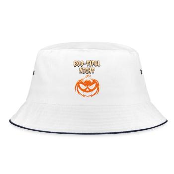 Halloween – Boo-tiful Night Pumpkin - Bucket Hat - white/navy - Front