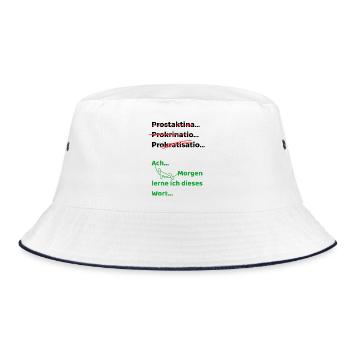 Prokrastination lustiger Spruch Hängematte - Bucket Hat - Weiß/Navy - Vorne