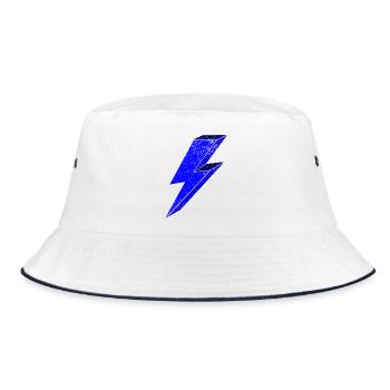 Blauer Blitz-Design für Dynamik 3D - Bucket Hat - Weiß/Navy - Vorne