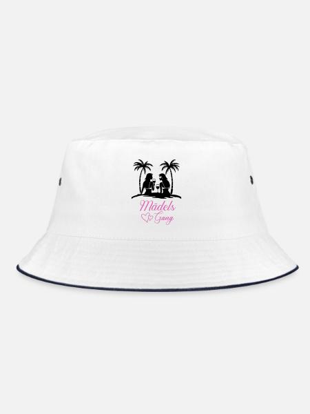 Girls' Gang Lettering with Hearts - Bucket Hat - white/navy - Front