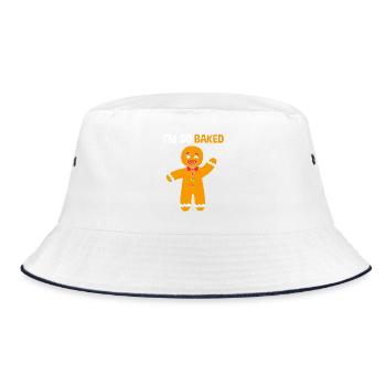 Weihnachten Lebkuchen Lebkuchenmann Gingerbread - Bucket Hat - Weiß/Navy - Vorne