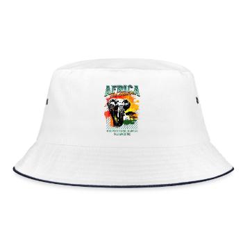 Africa Elephant Nature Adventure Wilderness Safari - Bucket Hat - white/navy - Front