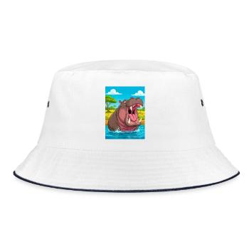 Hippopotame – mammifère agressif mortel en Afrique - Bob - blanc/marine - Devant
